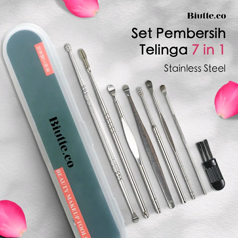 Set Pembersih Telinga Biutte.co 7 Pcs dengan Kotak Penyimpanan -jc7 - Removal, Kotoran
