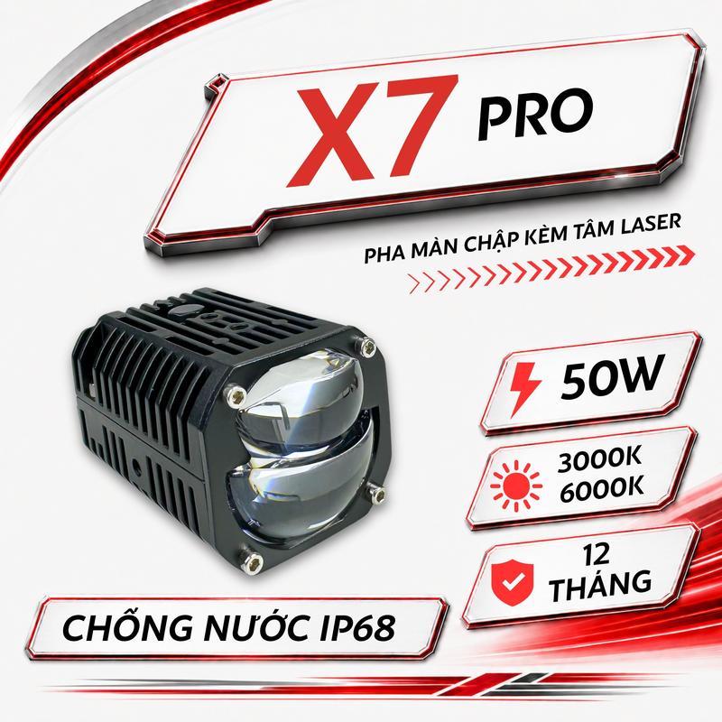 Đèn LED Trợ Sáng Bi Cầu X7 PRO ZED LIGHT - Ánh Sáng Sắc Nét, Nhẹ Điện, Pha…