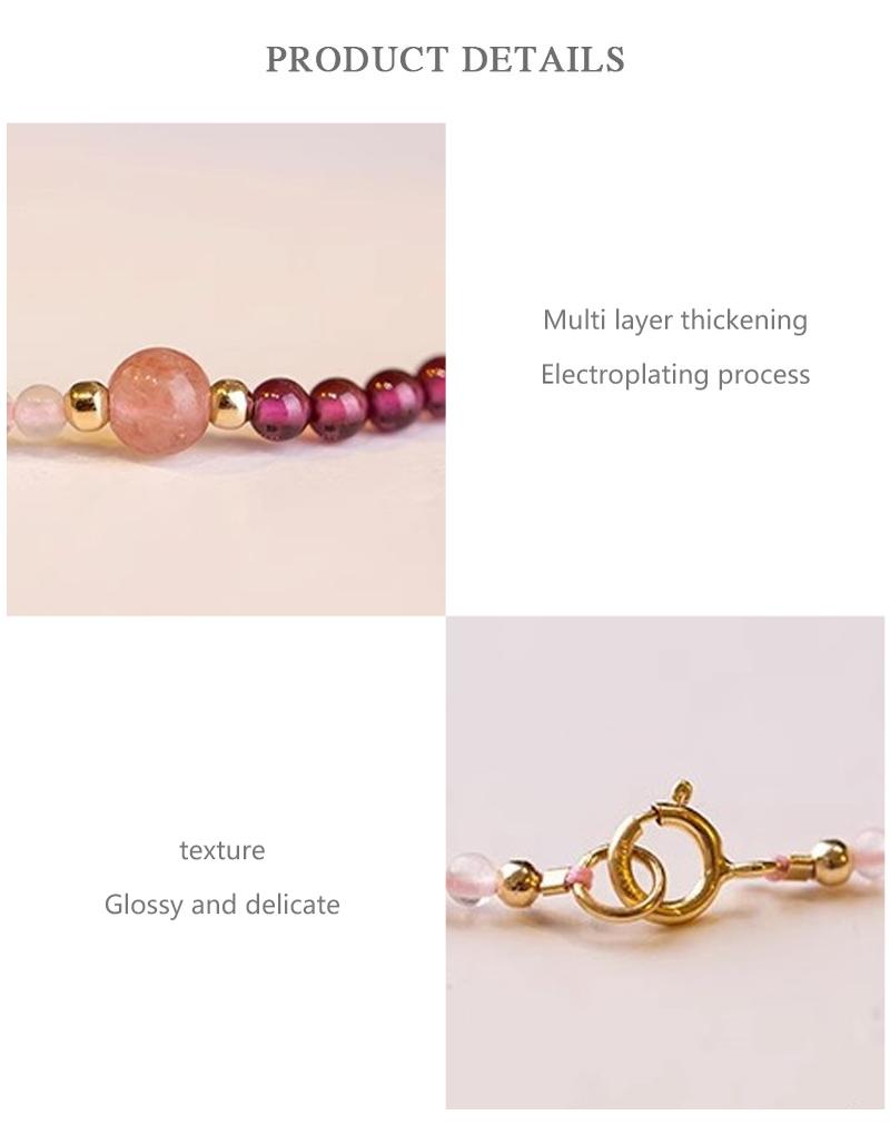 Product Introduction of Strawberry Powder Glass Lucky Beads Extremely Thin 3mm Summer Design Sense, Small And Popular Bracelet For Women 13