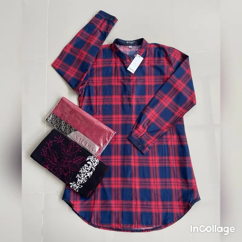 Stelan Tunik Hara Motif Abstrak + Sarung Gloyor Tebal + Hijab Baju Katun Muslim Wanita 0