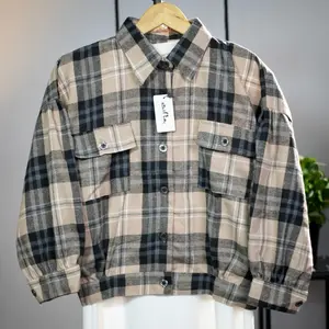 JAKET FLANEL CROP WANITA PREMIUM ENIFTA Lengan Balon Nyaman Outer