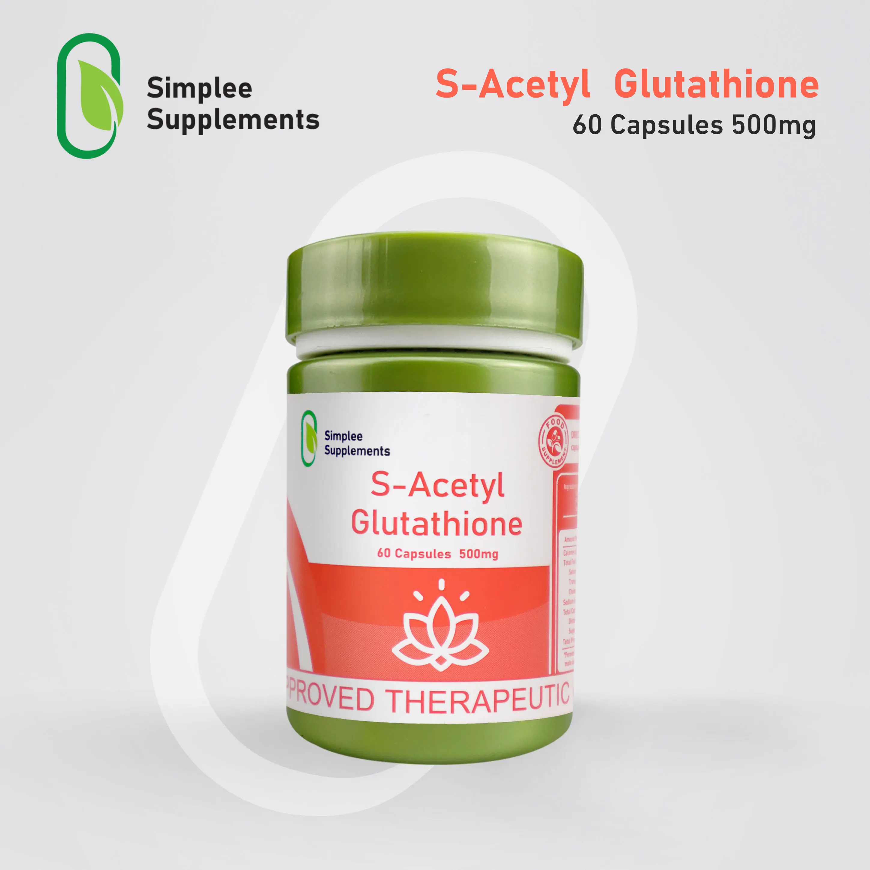 Simplee S-Acetyl Glutathione Collagen Capsule Supplements  FDA Approved |  500mg | 60 Capsules  With Collagen,