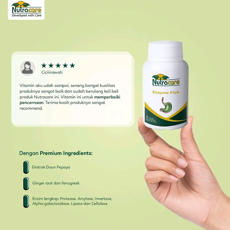 Nutracare Enzyme Plus isi 60 kapsul Bantu atasi pencernaan Lambung 2