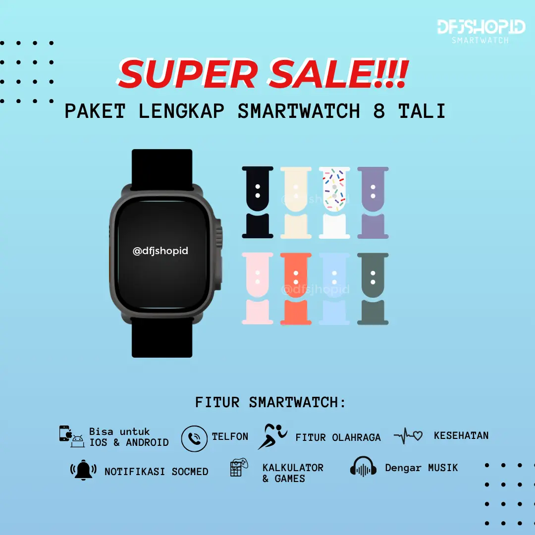 (BISA COD) JAM TANGAN PINTAR SMARTWATCH FREE 8 TALI BLUETOOTH