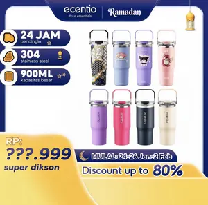 ecentio【juicy】Tumbler Minum Stainless 900ml Premium Botol Aesthetic Besar Pink Beige Silikon Steel Vacuum Tahan Dingin 24 Jam dan Panas 14 Jam Isolasi Tahan Lama Desain Ganda Tahan Bocor