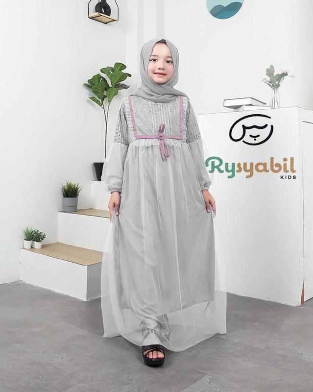 Queenzha Dress Gamis Anak Tile Brukat Pesta Mewah Murah 2-10 Tahun 7