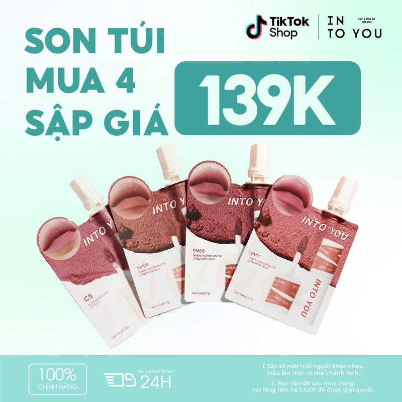 MUA 4 VỀ GIÁ 139K Son Túi INTO YOU Màu Kinh Điển Nhỏ Gọn Siêu Tiện Lợi Không Lem Lâu Trôi 1g