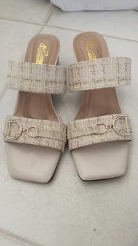 Product Review of Sultan Shoes | Sendal Hak Tahu 5 cm Wanita Flat Slop Tali Kokop Kekinian Aksesoris Gesper Rantai D | Sandal High Heel 5cm CasuaL from A** O**P 0
