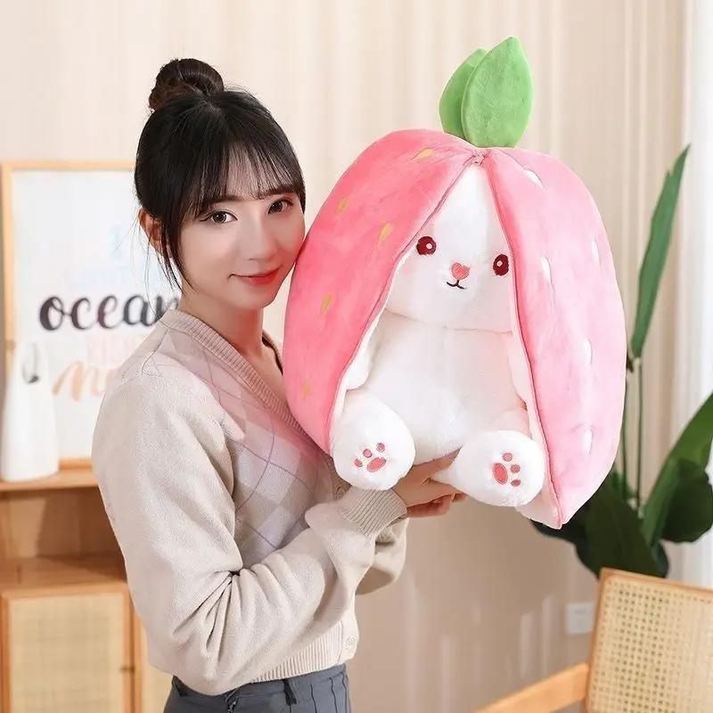 Product Introduction of ASMR Carrot Rabbit Plush Toy Cute Doll Doll Anxiety Relief Strawberry Pillow Children's Gift Bedroom Decoration 16