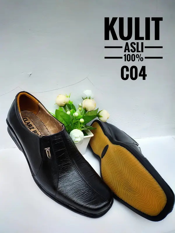 Sepatu devano fantofel pantofel  kerja kantor kulit pria Shoes Hitam 4