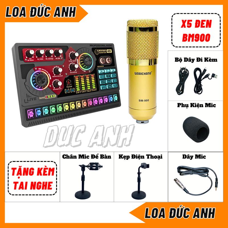  Bộ Sound Card X5 Đời Mới Kết Hợp Mic Thu Âm BM900 Đủ Màu Phụ Kiện Hỗ Trợ Livestream Đa Nền Tảng 
