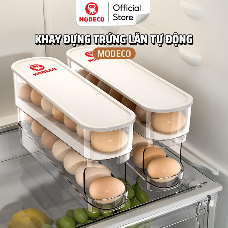  Khay Đựng Trứng Lăn Tự Động Modeco -  Sức Chứa Lớn Lấy Trứng Dễ Dàng Tủ Lạnh Gọn Gàng Chất Liệu Nhựa PP Cao Cấp An Toàn Thiết Kế Tinh Tế Hiện Đại Bảo Quản Trứng Tươi Lâu Hơn 