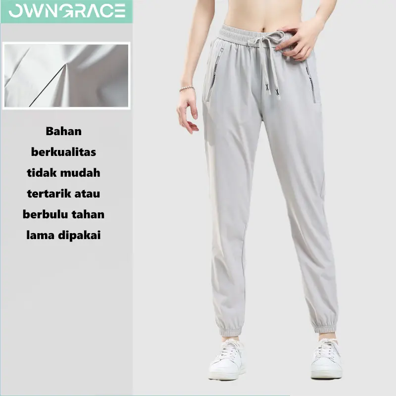 【Ready】Owngrace-Celana Olahraga Wanita Celana Latihan Jogging Celana Olahraga Jogging Longgar Celana Olahraga Kebugaran Santai Perlindungan Matahari Anti UV UPF50+ 100% Original training stripe Sport Yoga Outdoor Lari 4