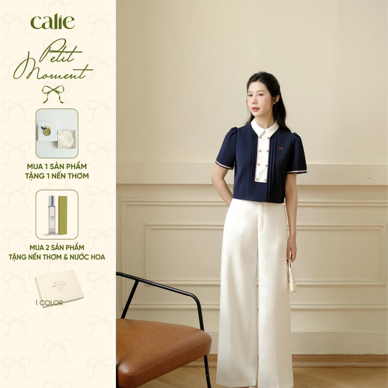[BST Mới PETIT MOMENT] Áo Cách Điệu Phối Cổ Calie AC452, Chất Liệu Vải Chéo Ý, Kiểu Dáng Basic Dễ Mặc, Dễ P, Thời Trang Nữ Công Sở Hot
