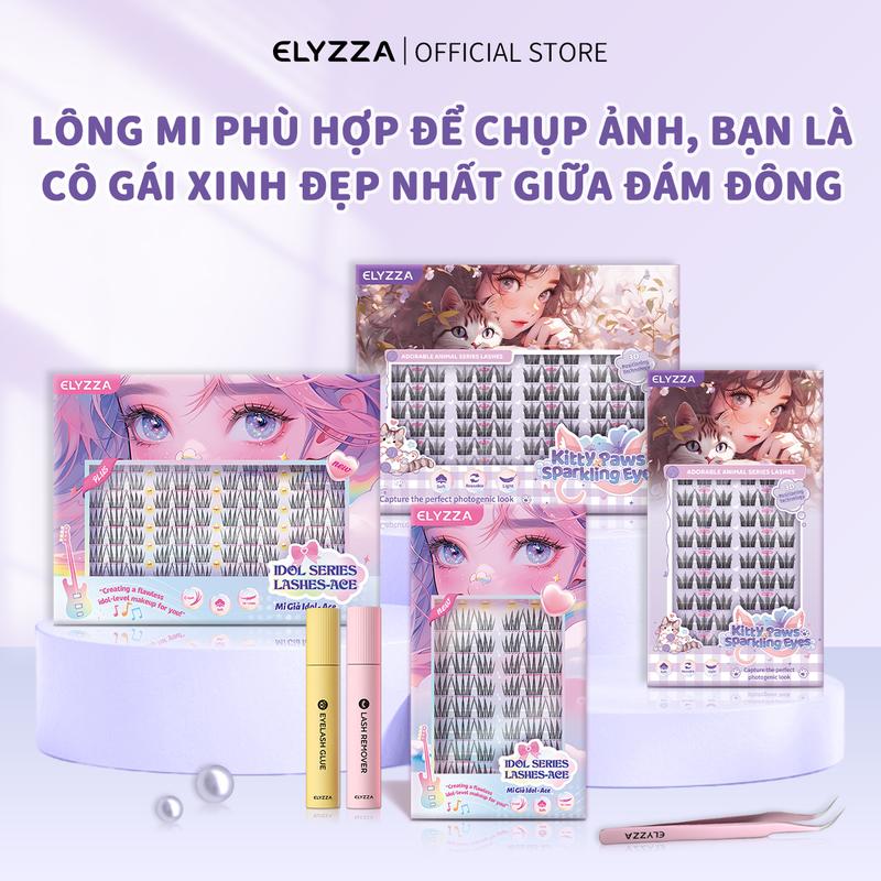 ELYZZA Mi Giả Idol Kpop 10-12mm, Mi Cụm Móng Vuốt Mèo(10-12mm)Có Thể Tái Sử Dụng Nhiều Lần, Mi Chùm Dễ Gắn, Nối Mi Dễ Dùng, Mắt To Tự Nhiên