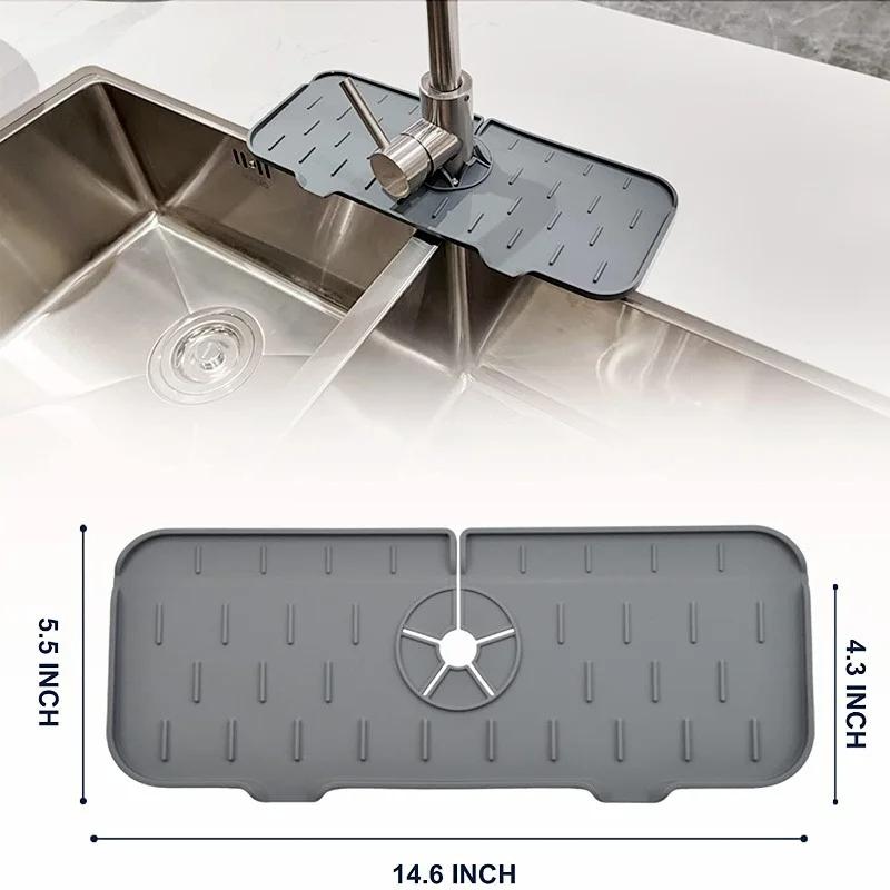 Product Introduction of Kitchen Silicone Faucet Absorbent Mat Sink Splash Catcher Countertop Protector Mat Draining Pad for Kitchen Gadgets Bathroom Accessories 8