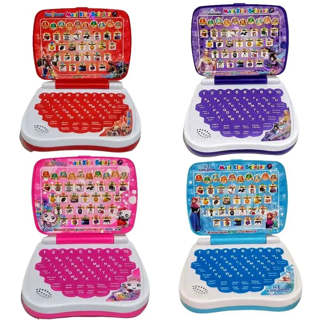 MAINAN Edukasi MINI LAPTOP  BELAJAR 2 BAHASA MOTIF CEWEK MAINAN EDUKASI ANAK KADO ANAK COWOK
