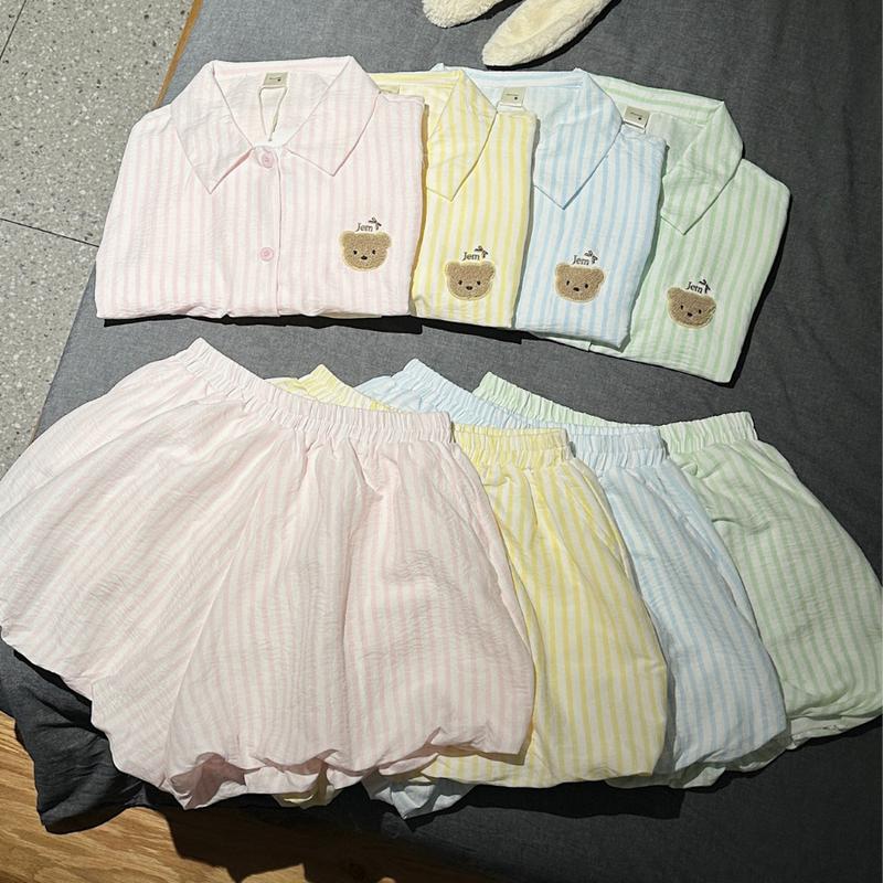 SET BỘ NGẮN DÁNG QUẦN BÍ HOẠ TIẾT SỌC CHẤT ĐŨI SỌC HÀN FORM RỘNG - YOBIN - 8214 - JEMCLOSET