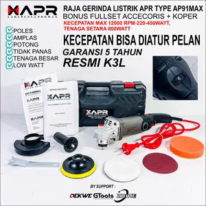 BARU PAKET HEMAT APR gerinda type AP91MAX variable speed fulset koper mesin poles mobil stainless motor kayu amplas dll