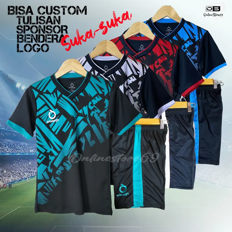 COD Custom nama baju futsal anak unisex/ jersey bola anak usia 5-13 thn Sport Outdoor 1