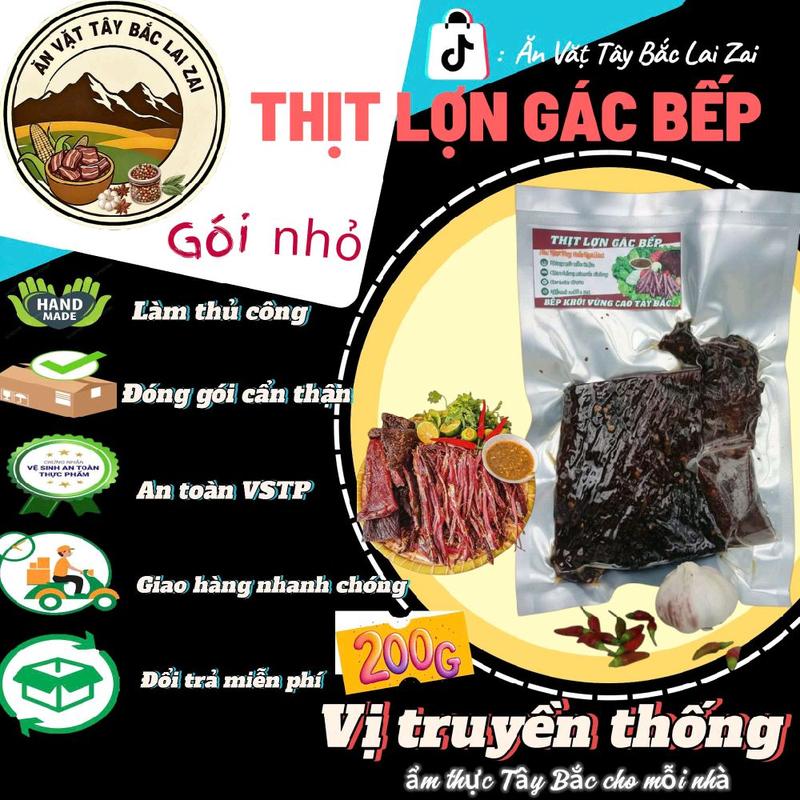  THỊT LỢN GÁC BẾP   200G kèm chẩm chéo tây bắc   Snack Ăn Vặt Food Thức Ăn 