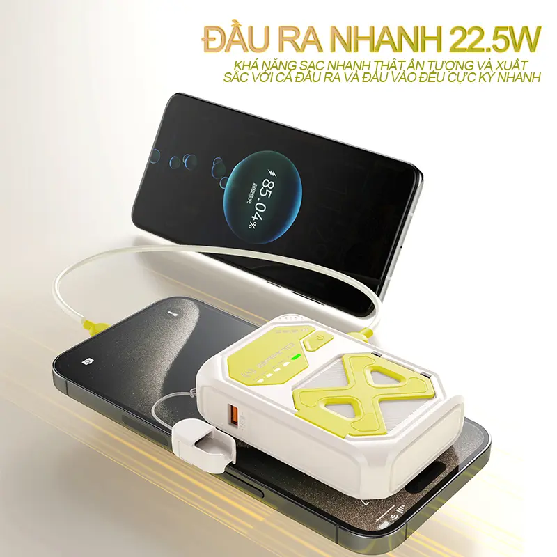 【Dau Dau x AxeElectronics】Sạc dự phòng đa năng, 10000mAh, sạc từ tính, cáp sạc Type-C / Lightning Có Thể Tháo Rời phích cắm gấp AC tích hợp, chân đế điện thoại tích hợp, sạc nhiều thiết bị cùng một lúc, bao gồm sạc dự phòng, cáp sạc và hướng dẫn sử dụng 5