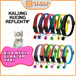 Kalung Reflektif Kucing Anjing Menyala dalam Gelap Cat Collar Alalastore