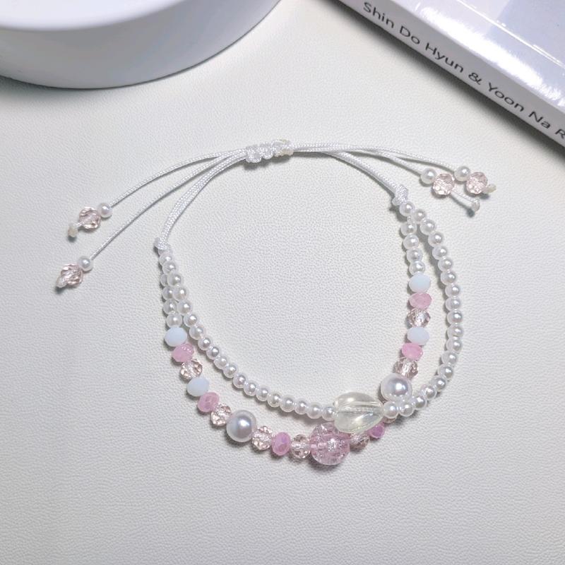 Snow White bracelet | Gelang manik manik tali serut 2 layer aestethic bracelet by sweetlist gelang mutiara aesthetic 1