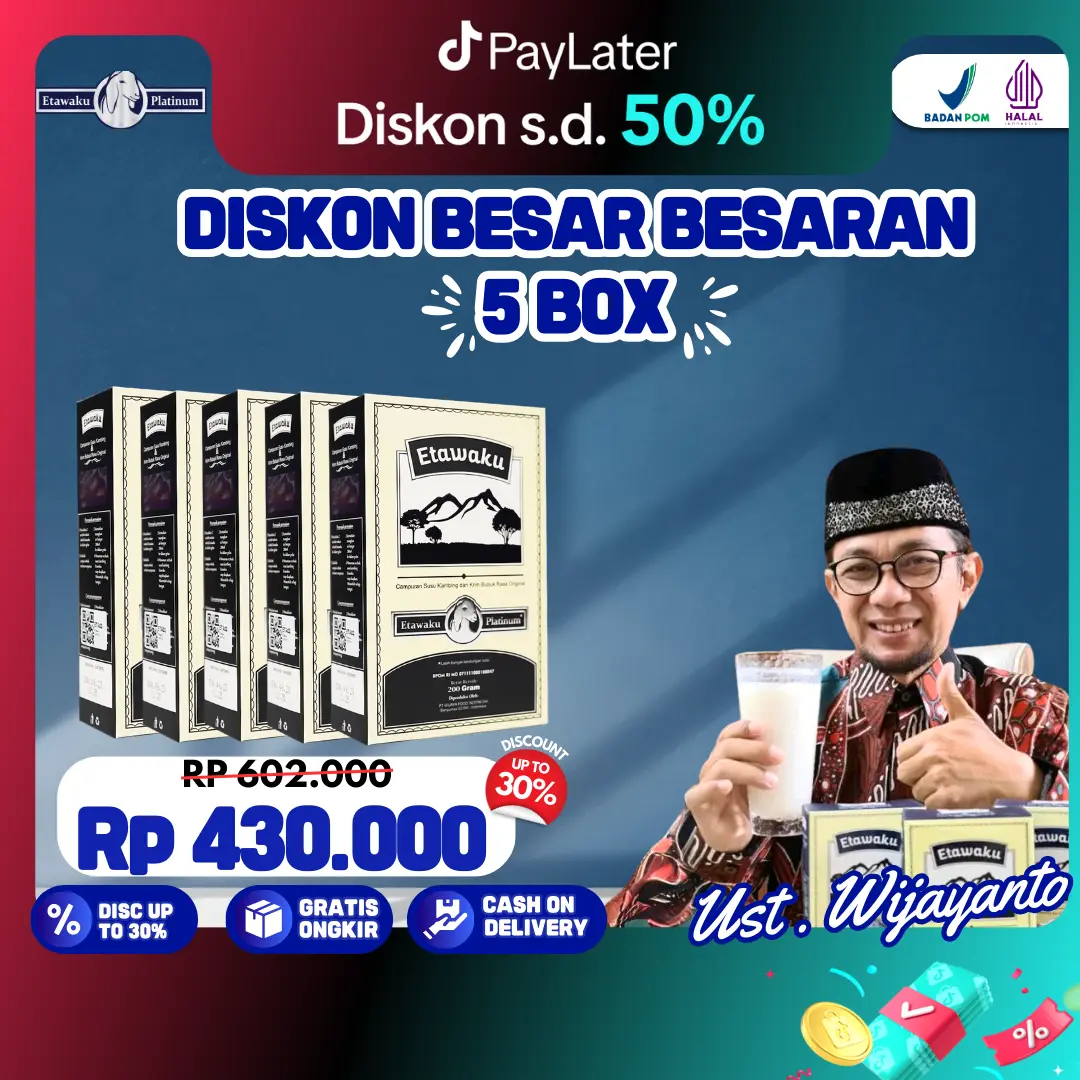 Susu Etawaku Original 5 Box | 200 gram | BPOM HALAL | DISTRIBUTOR RESMI [Bisa COD] Milk Bubuk Kambing