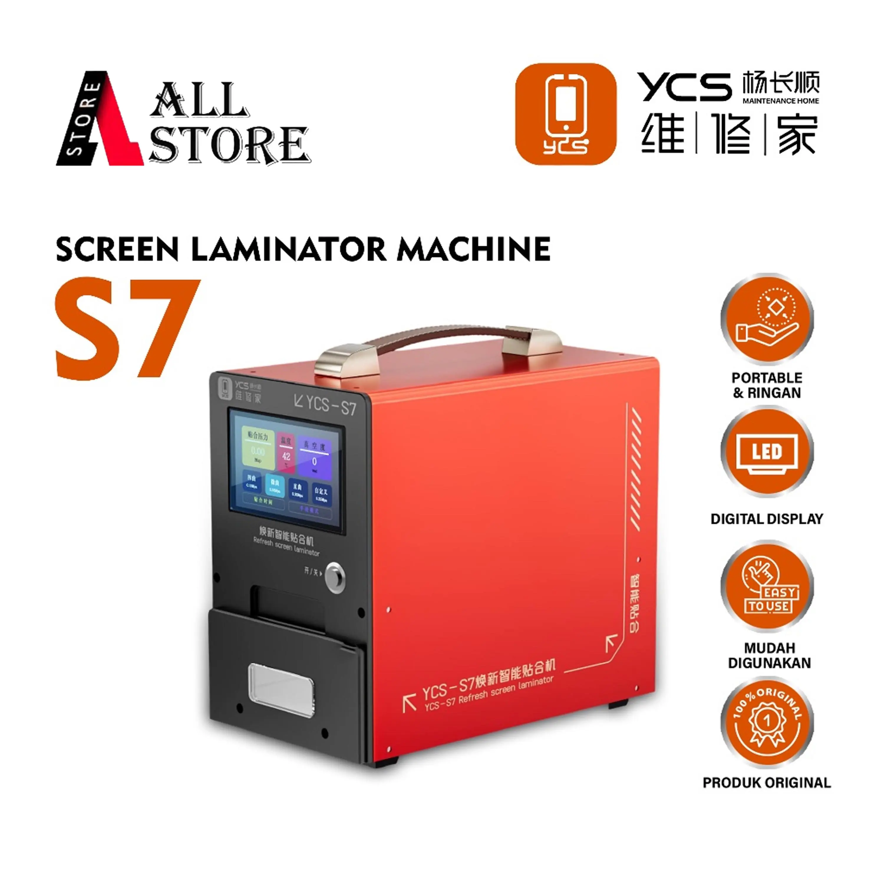 YCS-S7 SMART LAMINATING MACHINE - SUPPORT LAYAR DATAR & MELENGKUNG - MESIN LAMINATING LCD YCS-S7 REFRESH SCREEN LAMINATOR VAKUM CERDAS - YCS-S7 REFRESH SCREEN LAMINATOR PROFESSIONAL - SOLUSI LAYAR CURVED