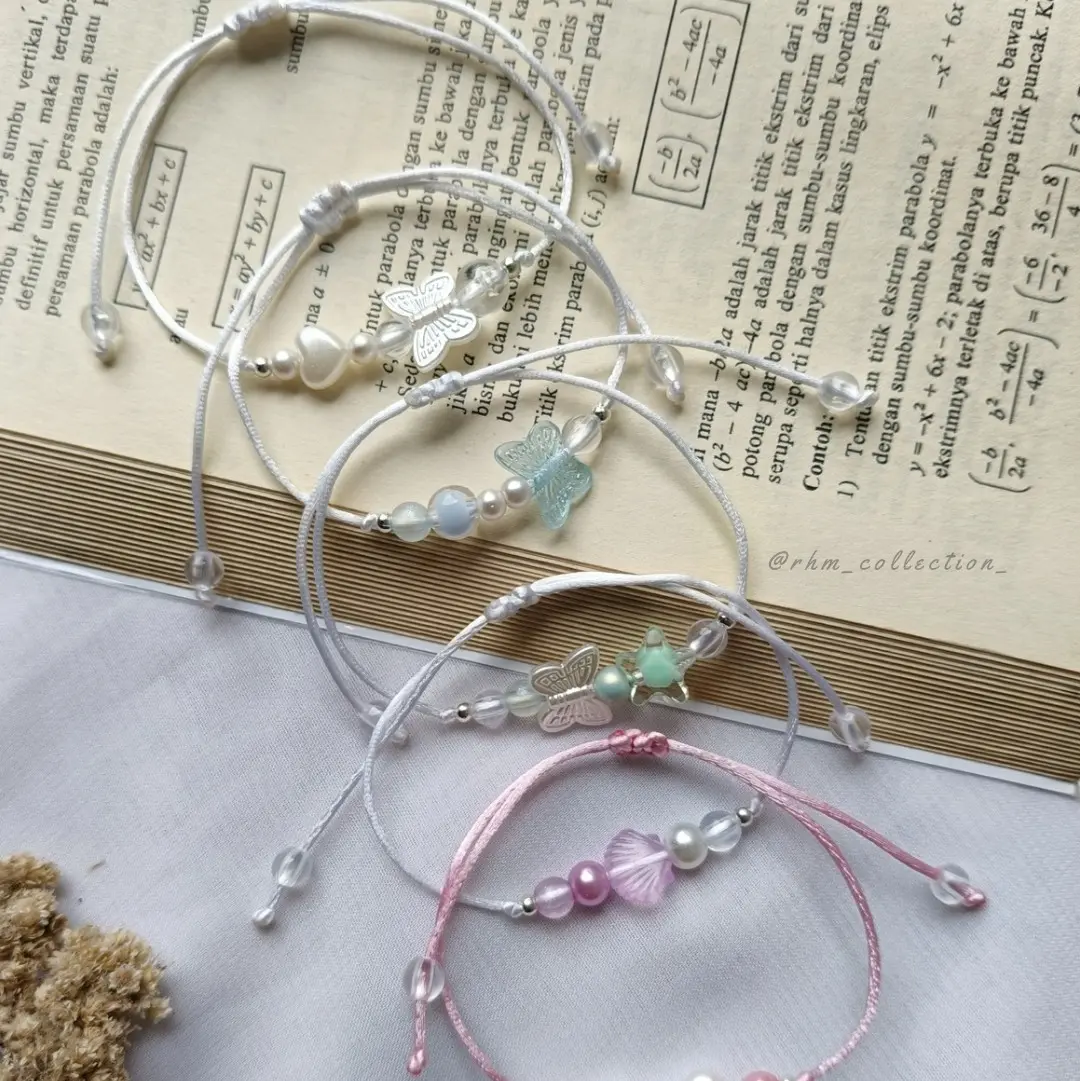 Gelang manik tali satin gelang manik kupu manik love manik sea manik mutiara manik clear gelang Korean style gelang simple tali satin manik-manik tali cina
