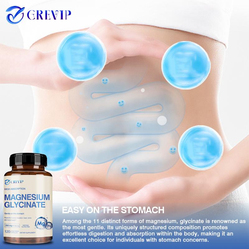 Magnesium Glycinate Health Support - Berkualitas Tinggi - Bahan Alami - Dukungan Komprehensif untuk Jantung, Otak dan Tulang - Cocok untuk Pria dan Wanita - Bebas Gluten 1