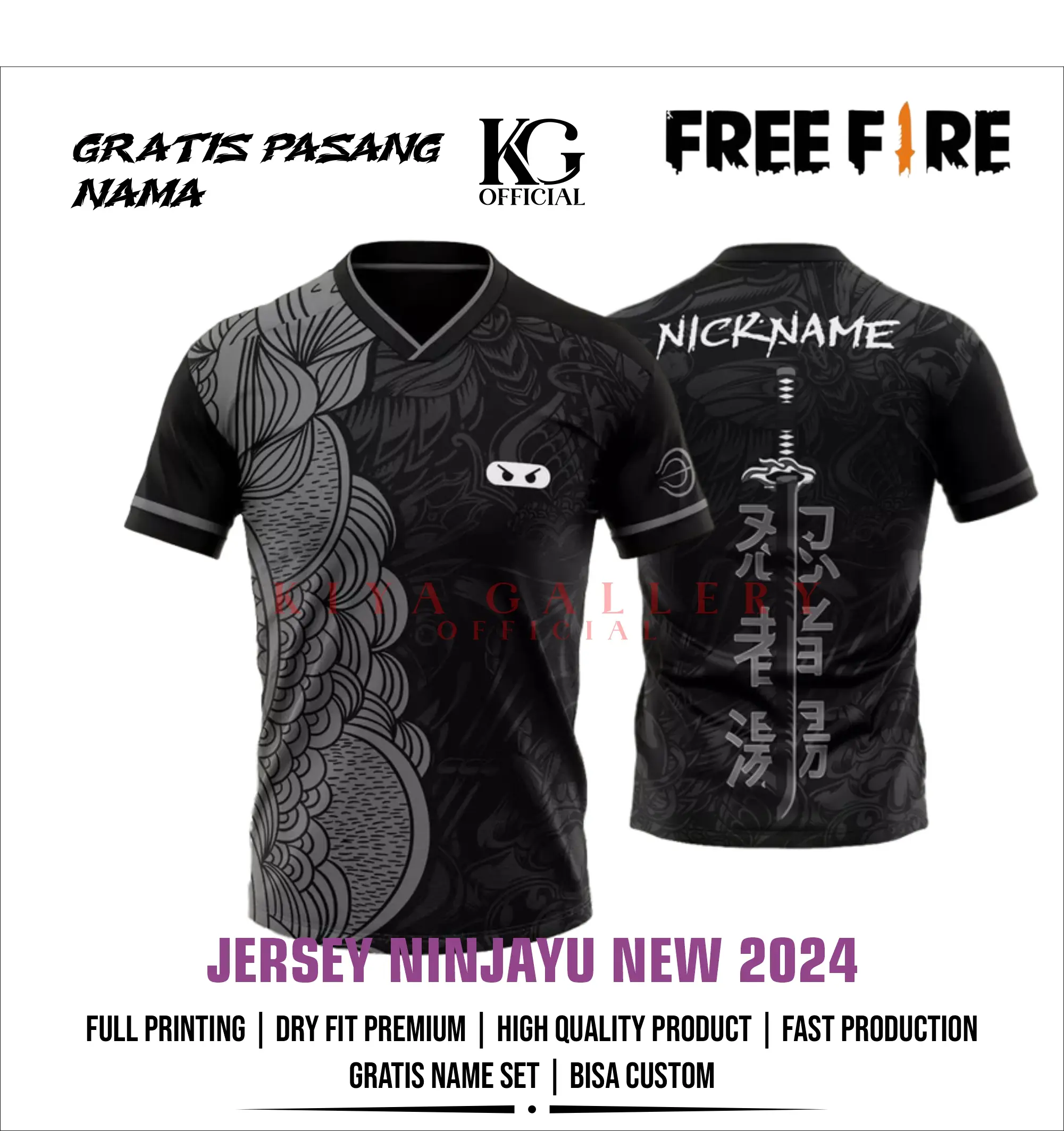 JERSEY BAJU GAMING FF NINJAYU FULL PRINTING GRATIS PASANG NAMA