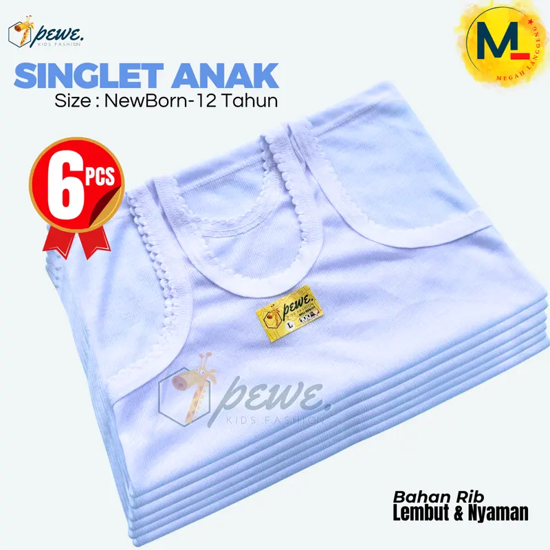 6 pcs Kaos dalam anak laki laki umur 0- 12 tahun- Kaos dalam anak laki laki lusinan – Kaos dalam bayi perempuan – Daleman anak perempuan Fashion cuci kering xl pakaian dalam Katun Newborn 2