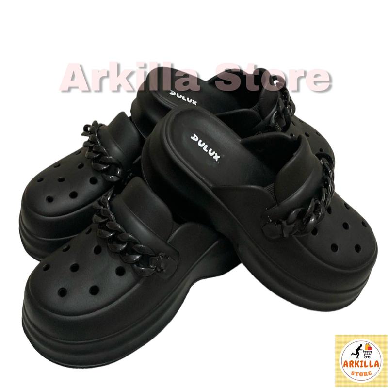 Sandal Slop Fuji Jelly Wanita Dewasa Full Black Kekinian Hits Viral Hak Tinggi 5 cm Dulux 615B-H 3