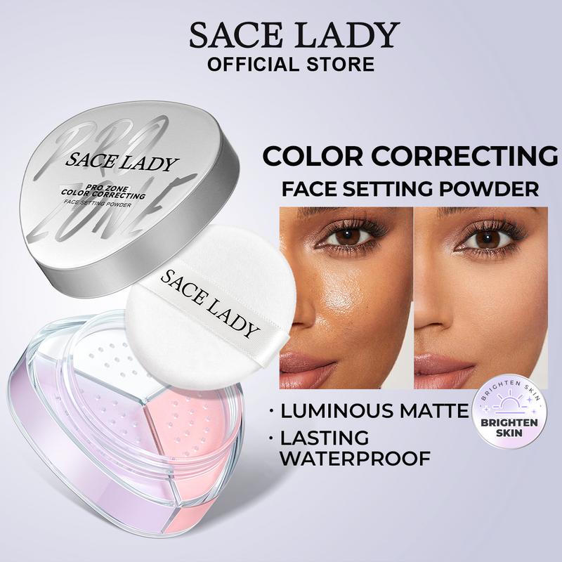 SACE LADY Color Correcting Face Setting Powder, Lasting Waterproof ...