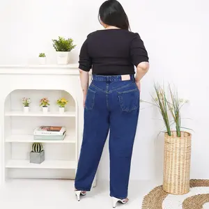 Celana Jumbo Big Size Wanita Higwaist Size 37,38,39,40,41,42 Denim Jeans Mom Panjang BB 110