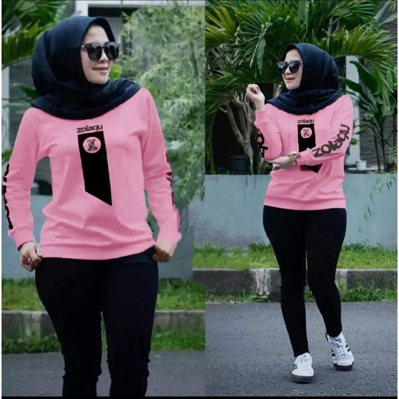 Outfit Hijab Style / Baju Atasan Lengan Panjang / Sweater ZOLAQU / COD / Baju Wanita Lengan Panjang / Sweater Hijab Style / Kaos Nyaman Muslim Oblong 7