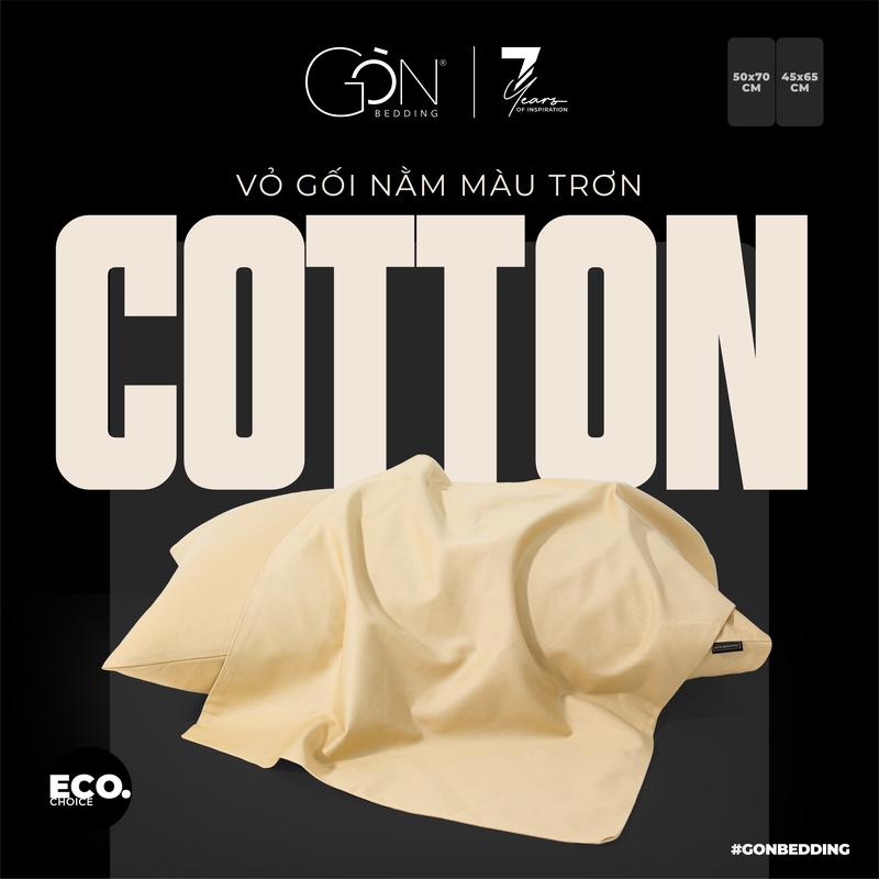  Vỏ Gối Nằm Gòn Bedding Cotton Satin Hàn Quốc Màu Trơn 50x70 cm - 01 cái 