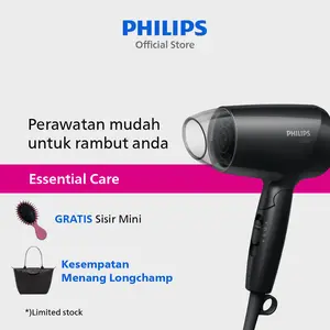 Philips | Hair Dryer EssentialCare | Pengering Rambut | Powerful Drying Melindungi Rambut dengan ThermoProtect Teknologi | Hitam | BHC010/12