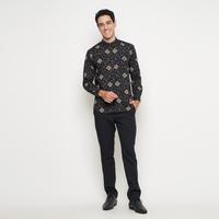 Gambar Vanfive Kemeja Koko Batik Shanghai Lengan Panjang Pria Slim Fit Hitam B1759 - M dari Vanfive Store Kota Administrasi Jakarta Selatan 4 Tokopedia