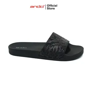 Ando Official Sandal Selop Slip On Draconas Pria Dewasa - Hitam/Coklat