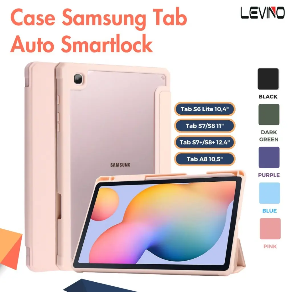 LEVINO Case Samsung Tab S6 Lite P610/P615/10.4" Galaxy Tab S7/S8 A8 A9 A9 Plus Smart Case Autolock