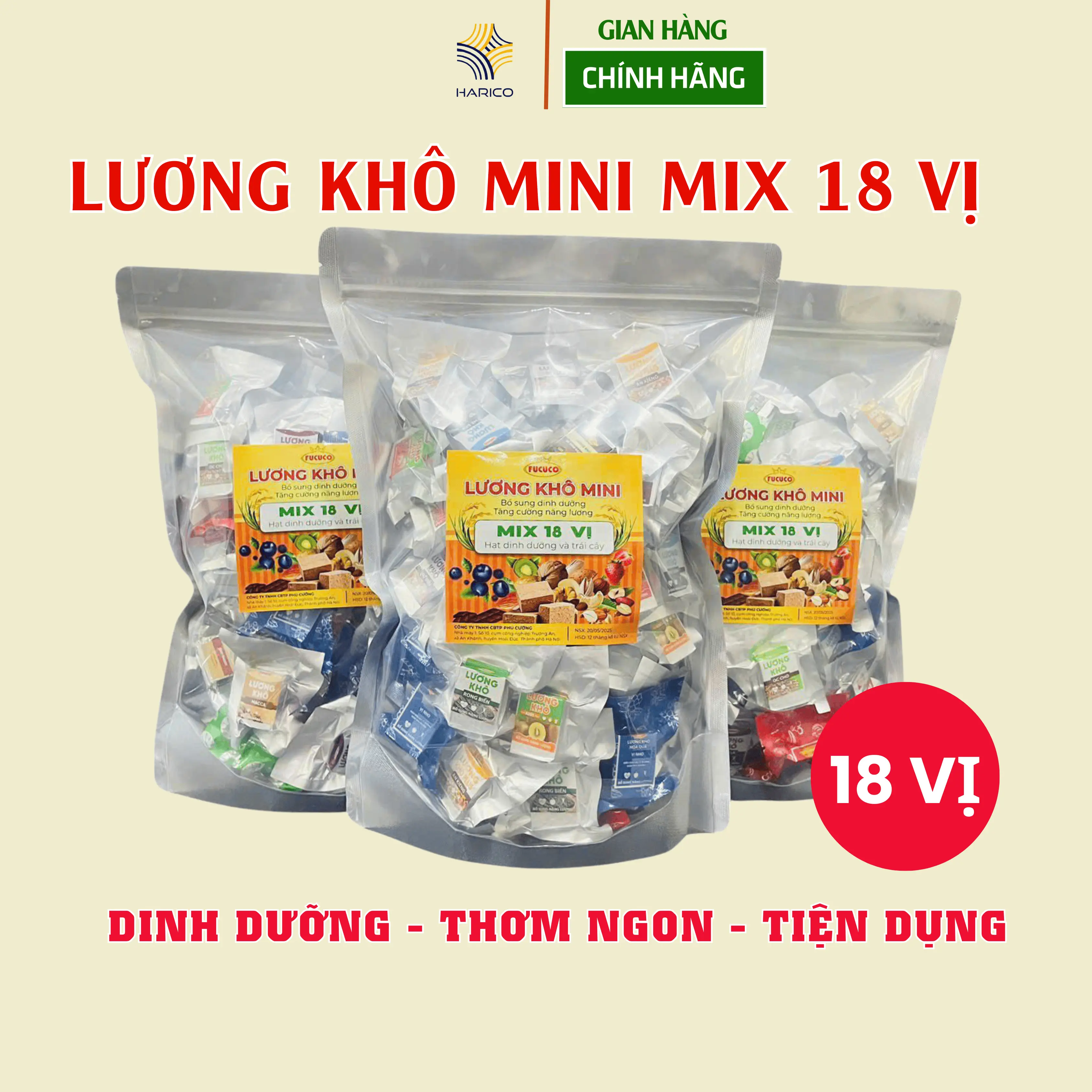 1Kg Lương Khô Mini Mix 18 Vị Hạt Dinh Dưỡng & Trái Cây Siêu Ngon Harico - Ăn Vặt Food