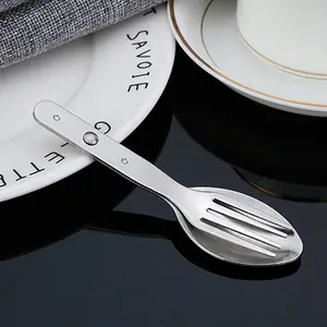 2-in-1 Fork Portable Durable Stainless Steel Mini Fork Spoon Dessert Spoon Cutlery Set For Outdoor Camping And Picnics