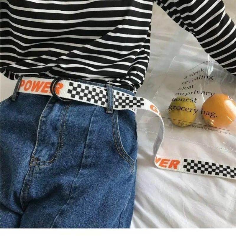 Product Introduction of Korean Style Couple Version Canvas Belt Casual and Versatile Letter Plaid Decoration Canvas Belt Couple Fashion Belt 9