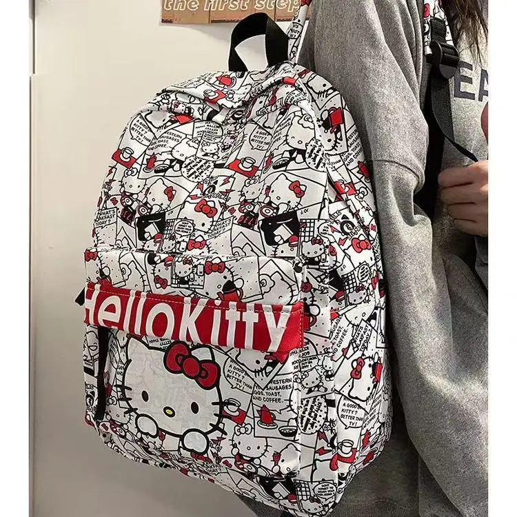 Cặp Sách, Thiết Kế Graffiti Hello Kitty, Dễ Thương Và Ưa Nhìn, Sức Chứa Lớn, Thích Hợp Cho Học Sinh, Ba Lô, Đa Năng Trong Khuôn Viên Trường, Nhẹ, Dành Cho Nữ