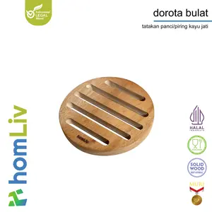 homLiv Tatakan Piring Kayu Mahoni 15 Cm Dorota Bulat Wooden Placemats Alas Piring Panci Serbaguna