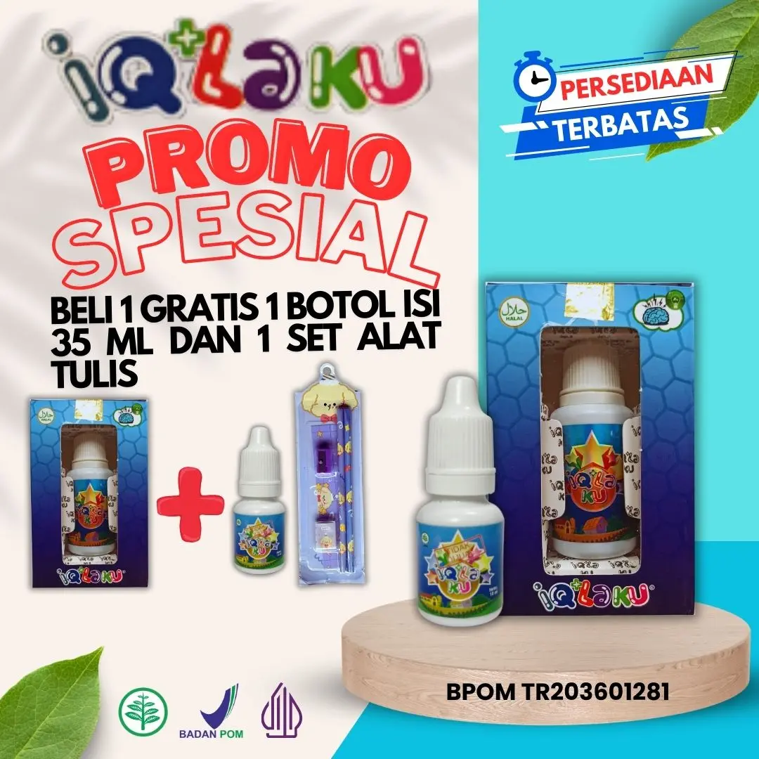 PROMO BERHADIAH IQLAKU BELI 1 GRATIS 1 BOTOL ISI 35 ML DAN 1 SET ALAT TULIS IQ KU IQLAKU IQ LAKU 35ML UNTUK ANAK DAN BAYI Vitamin