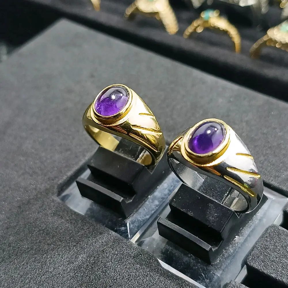 batu akik kecubung Kalimantan ring titanium super